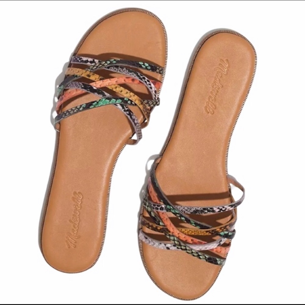 Madewell Tracie Snake Crisscross Slide Sandals - 8